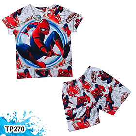 Quần áo bé trai in 3d hình người nhện spiderman Thun lạnh KunKun Kid TP407-534-270-119-830 - đồ bộ trẻ em từ 10-60kg