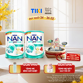 [Tặng Đồ chơi toán học cân bằng] Bộ 2 lon Sữa bột Nestlé NAN OPTIPRO PLUS 4 800g/lon với 5HMO Giúp tiêu hóa tốt + Tăng cường đề kháng - Bé 2-6 tuổi