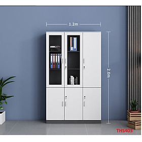 Tủ hồ sơ, tủ tài liệu, tủ văn phòng gỗ MDF cánh kính THS403 - Nội thất lắp ráp Viễn Đông adv