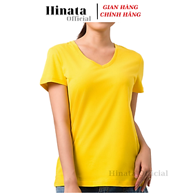 Áo Thun Nữ Trơn Cổ Tim, Áo Phông Nữ Basic 100 Cotton Cao Cấp Hàng Hiệu Đẹp Thoáng Mát Tay Ngắn Màu Vàng - S <45kg