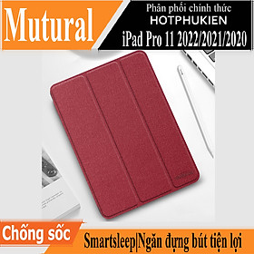 Case Bao da chống sốc mặt lưng canvas cho iPad Pro 11 2022 chip M2 / 2021 chip M1 / 2020 hiệu Mutural Yashi Series (có ngăn đựng bút, thiết kế tản nhiệt, cơ chế smartsleep) - hàng nhập khẩu