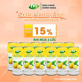 [Combo 12 lon 320ml] Soda Chanh VàngTVT - Nước cốt chanh vàng tự nhiên cùng soda nhẹ nhàng