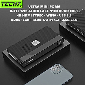 Máy Tính Siêu Nhỏ Ultra Mini M6 - Intel thế hệ 12 Alder Lake N100 - Hỗ Trợ Xuất Hình 4K 60hz hàng nhập khẩu - Ram 16Gb + SSD 256Gb