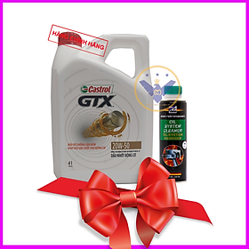Dầu nhớt ô tô cao cấp Castrol GTX 20W-50 can 4L + Súc rửa động cơ Bluechem 250ml