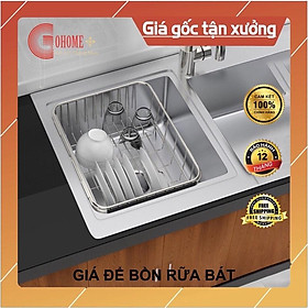 Mua Khay Inox 304 đựng đĩa chén trái cây gác lên bồn rửa chén  size lớn tùy chỉnh kích thước tiện lợi gọn gàng