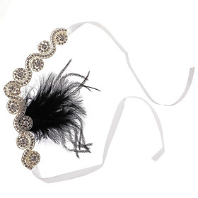 Wedding Bridal Diamante Crystal Black Feather Headband Flapper Headpiece