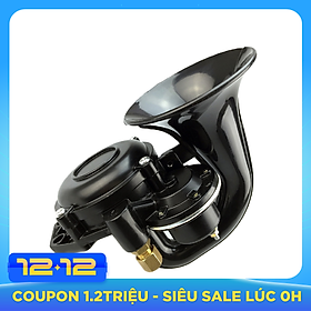 12V/24V 120DB Loud Single Trumpet Snail Air Horn Siren Waterproof Speaker Universal For Car Truck Bus Van - Black