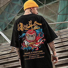 Áo phông nam from rộng chất cotton in hình phim hoạt hình Nhật Bản