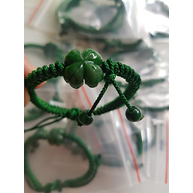 Vòng tay nữ kiểu charm cỏ 4 lá xanh đẹp Chất liệu hoa cỏ 4 lá phối dây xanh lá Hợp nữ mệnh mộc mệnh hỏa và thủy đeo ạ