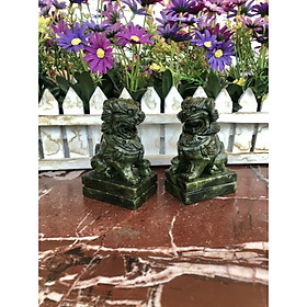 Mua Cặp Kỳ Lân phong thủy đá Seperentine ( đá ngọc Ấn Độ ) trang trí bàn làm việc - Cao 9 cm
