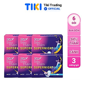 Combo 6 Băng Vệ Sinh Diana Super Night Có Cánh 29cm (Gói 4 Miếng)