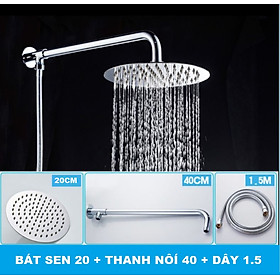 Mua Đủ bộ cần treo bát sen TRÒN tắm đứng kèm dây nối bằng Inox sáng bóng tiện lợi