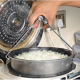 Mua Kẹp Gắp Bát Đĩa  Đồ Nóng Trong Nồi Bằng Inox - Dạng Kẹp Tặng Kèm Đôi Lót Tay Cách Nhiệt Silicon