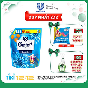 Nước Xả Làm Mềm Vải Comfort Chăm Sóc Chuyên Sâu Đậm Đặc Một Lần Xả Hương Ban Mai Túi 3.8L