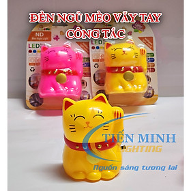 Đèn ngủ mèo vẫy tay , ánh sáng trắng dịu nhẹ, nhiều màu