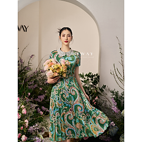 Đầm Sơ Mi Công Sở Nữ My Way Dáng Xòe Rủ Ngắn Tay Họa Tiết Hoa Cao Cấp 6MD02130