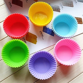 Mua Bộ 10 khuôn silicon 3 lớp làm bánh  rau câu  bánh bông lan  bánh da lợn hình tròn Cupcake – Mã số 1133