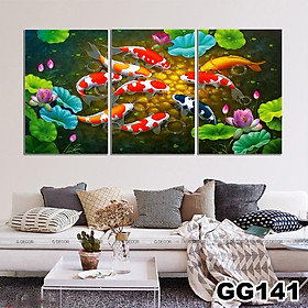 Mua Tranh treo tường canvas 3 bức phong cách hiện đại Bắc Âu 166  tranh cá cảnh trang trí phòng khách  phòng ngủ  phòng ăn
