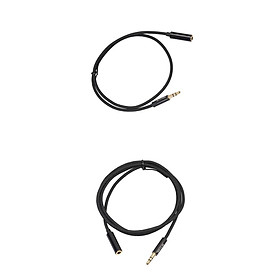 2 Pcs Headphone Extension Cable 3.5mm Jack Male to Female Aux Cable Black