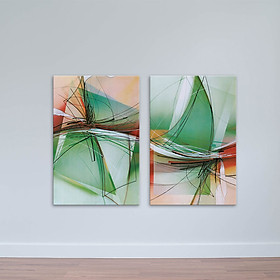 Mua Bộ 2 tranh trừu tượng | Tranh phòng khách canvas  MDF W1686