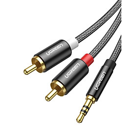 Ugreen UG60240AV116TK 1M cáp 3.5mm ra 2RCA hoa sen âm thanh Stereo bọc nhôm chống nhiễu màu đen - HÀNG CHÍNH HÃNG