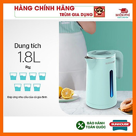 Mua Ấm siêu tốc  bình đun siêu tốc Sunhouse inox 2 lớp  dung tích 1 8 lit  SHD1351