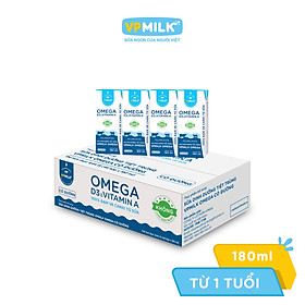 Sữa Dinh Dưỡng Tiệt Trùng VPMilk Omega Có Đường dạng hộp cho bé trên 1 tuổi 180ml (thùng 48 hộp)