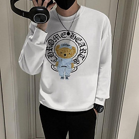 Áo sweater nam tay dài, Áo nỉ cao cấp chất đẹp mịn in Gấu CH dễ thương mã NZ816