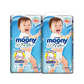 Combo 2 gói tã quần Moony L44 bé trai Mẫu Như Hình