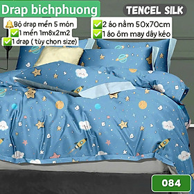 Bộ Drap gối CÓ MỀN Tencel vải nhập Hàn Quốc ,đỉnh cao mát mềm mại { drap mền và 3 áo gối