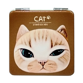 Gương 2 Mặt Bọc Da - Mẫu 5 - CAT - Màu Nâu