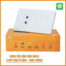 Mua Công tắc thông minh wifi điều khiển từ xa 2 nút kèm 1 ổ cắm Hunonic