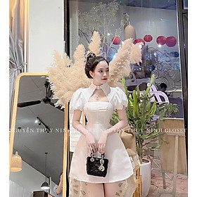 Đầm váy nữ lụa phối cổ sơ mi khoét ngực thiết kế phá cách độc lạ