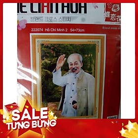 Tranh thêu chữ thập Bác hồ 222074-54x73cm