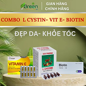 COMBO Sản phẩm viên uống đẹp da, khỏe tóc L-cystine - Biotin - Vitamin E