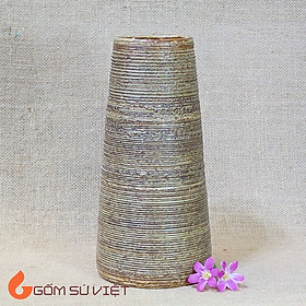 Mua Bình hoa gốm mộc dán ống màu nâu - Gốm Bát Tràng