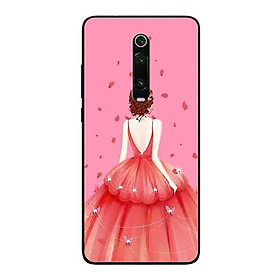 Ốp Lưng in cho Xiaomi Redmi K20 Pro Mẫu Cô Gái Váy Hồng Nền Hồng - Hàng Chính Hãng
