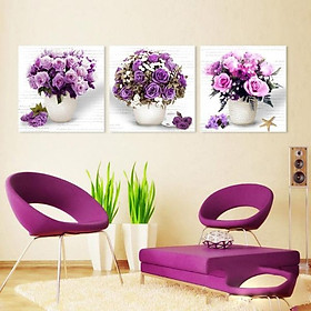 Tranh Canvas treo tường nghệ thuật | Bộ 3 bức vuông| HLB_091