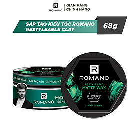 Sáp tạo nên loại tóc lưu giữ nếp ngẫu nhiên Romano Restyleable Matte Wax 68g/hộp