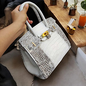 Túi xách cá sấu nữ màu Trắng tro cao cấp Loại 1