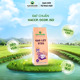Gạo Lứt ST25 Vinh Hiển Túi 1KG - Nguyên cám, dẻo mềm, thực dưỡng