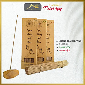 Nhang Trầm Hương Sạch Xưởng Trầm Hương Thơm Dịu/ Vừa/ Đậm Hộp 100 Cây Xông Nhà Tẩy Uế - 30cm, 30cm