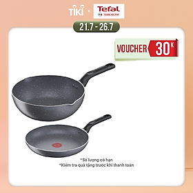 Combo Chảo chiên Tefal Natura B2260295 20cm & Chảo chiên sâu lòng Tefal Natura B2266495 24cm - Dùng được trên bếp gas/ bếp hồng ngoại - Công nghệ báo nhiệt thông minh - Hàng chính hãng