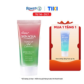 Kem chống nắng nâng tông Skin Aqua Tone up Rose cho da trắng, khuyết điểm xanh hoặc tái xanh, dạng tinh chất Sunplay Skin Aqua Tone Up UV Essence Happiness Aura (Rose) SPF 50+ PA++++ 50g