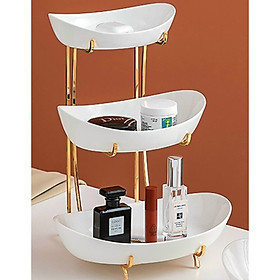 Mua KHAY ĐỤNG BÁNH KẸO HOA QUẢ SỨ CAO CẤP MÀU TRẮNG KHUNG KIM LOẠI MẠ VÀNG SANG TRỌNG - ANTH574