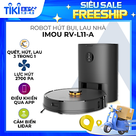 Mua Robot hút bụi lau nhà IMOU RV-L11-A  lực hút 2700PA  điều khiển app thông minh  hộp bụi 3 lít  tự động đổ bụi  vẽ bản đồ nhanh chóng  có cảm biến chống rơi và thảm - Hàng chính hãng