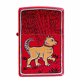 Bật lửa Zippo Year of the Dog - Phiên Bản 12 Con Giáp (Tuổi Tuất) Thiết Kế Việt Nam, Sơn Tĩnh Điện Đỏ May Mắn Chính Hãng