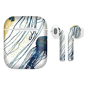 Mua Miếng dán skin cho AirPods in hình con sứa - giả sơn mài - GSM048 (AirPods  1 2  Pro  TWS  i12)