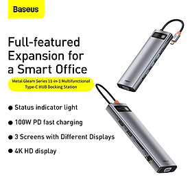 Mua Hub chuyển đa năng Baseus Metal Gleam Series Multifunctional Docking Station ( Type-C to HDMI/ USB3.0/ LAN / SD Card Reader/ Type C PD 100W  Multifunctional HUB) - Hàng Chính Hãng