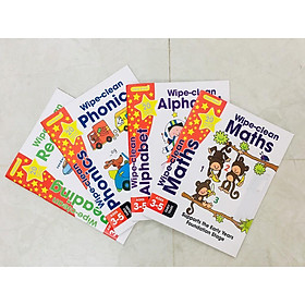 Sách Gold Stars Wipe Clean : 4 chủ đề (Mahts - Phonics - Reading - Alphabet)